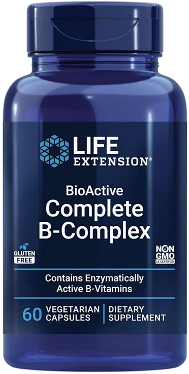 

Bioactive Complete B-Complex: Support for Heart, Brain, and Nerves, Promotes Healthy Energy and Metabolism - 60 Vegetarian Capsules